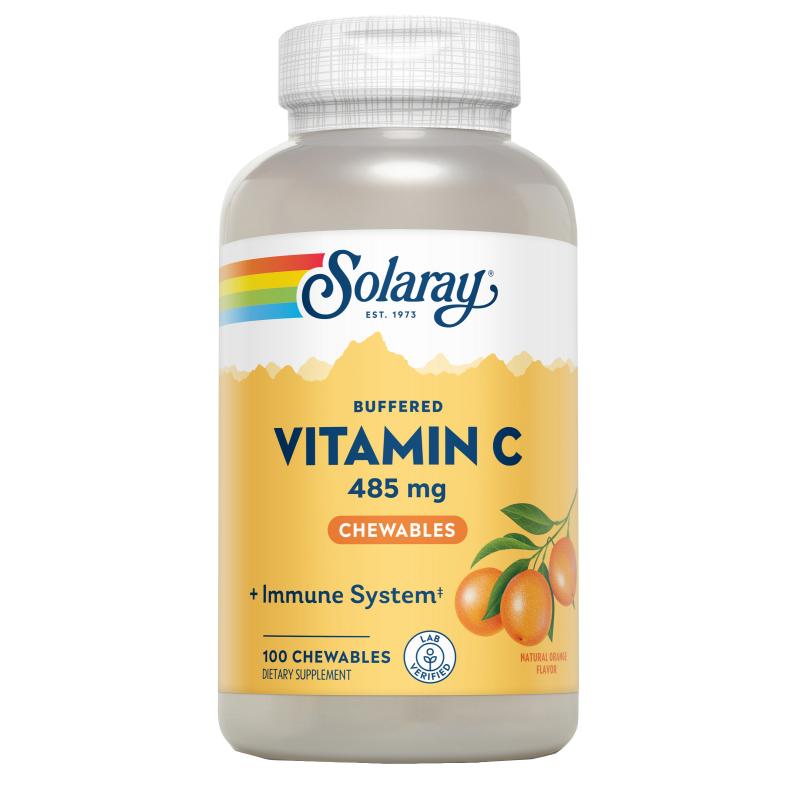 Vitamin C Kautabletten mit Orangengeschmack 500 mg Solaray, 100 Tabletten.