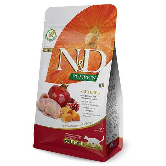 ND Pumpkin Neutred Wachtel Futter für kastrierte Katzen Farmina 5 kg