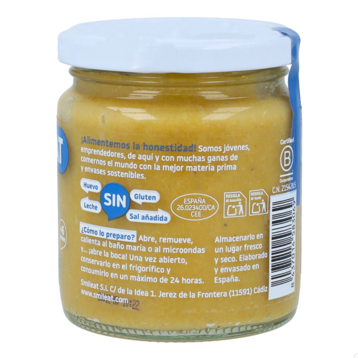 Bio-Gläschen mit Gemüse und Seehecht +6 Monate Smileat 230 g