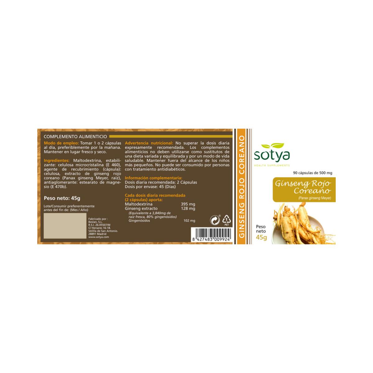 Ginseng rouge coréen Sotya 90 gélules