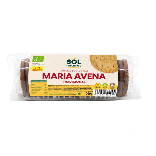 Glutenfreie Bio-Haferkekse Sol Natural 200 g
