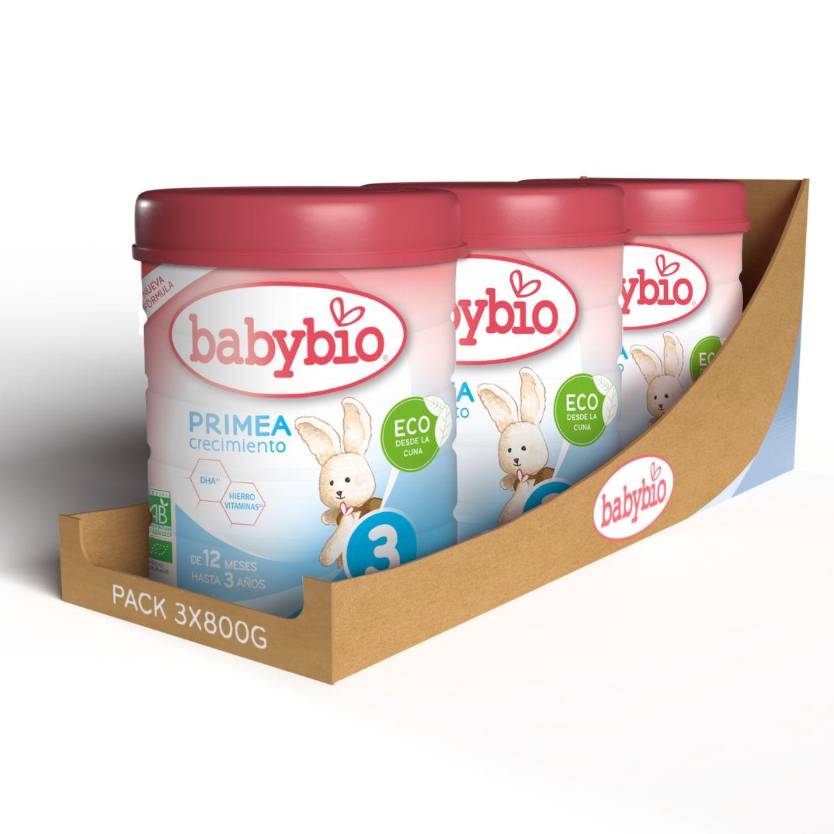 Zestaw 3 szt. mleko wzrostowe Primea 3 (od 12 miesięcy do 3 lat) ekologiczne Babybio 800 g