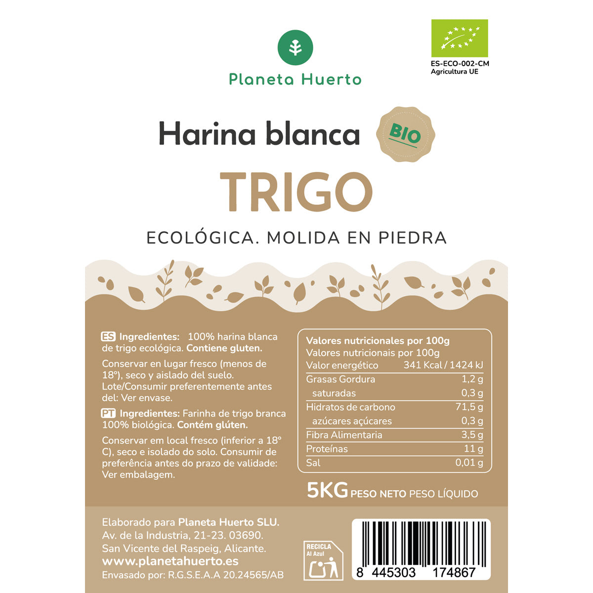 Witte tarwemeel Eco Planet Garden 5 kg