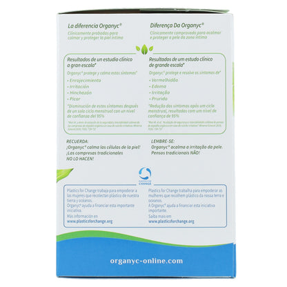 Serviettes hygiéniques avec ailettes en sachet individuel Organyc 10 unités