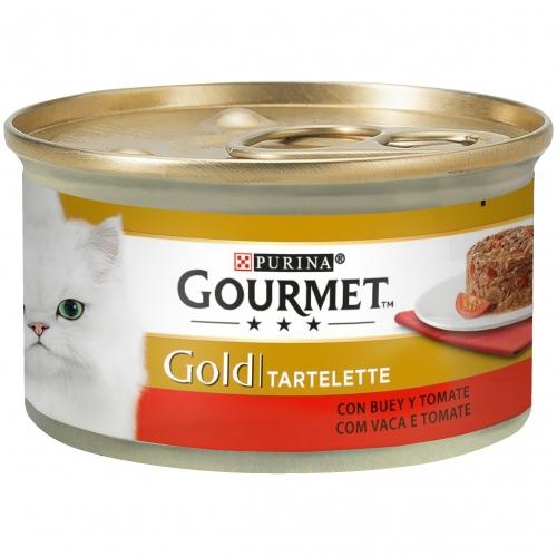 Pakket van 24 x GOURMET GOLD Tartelette met rundvlees en tomaat Natvoer 85 g