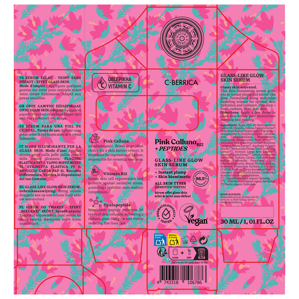 Siero viso illuminante effetto pelle di vetro Natura Siberica 30 ml