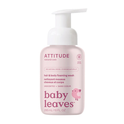 Attitude fragrance-free 2-in-1 foaming baby wash, 295 ml