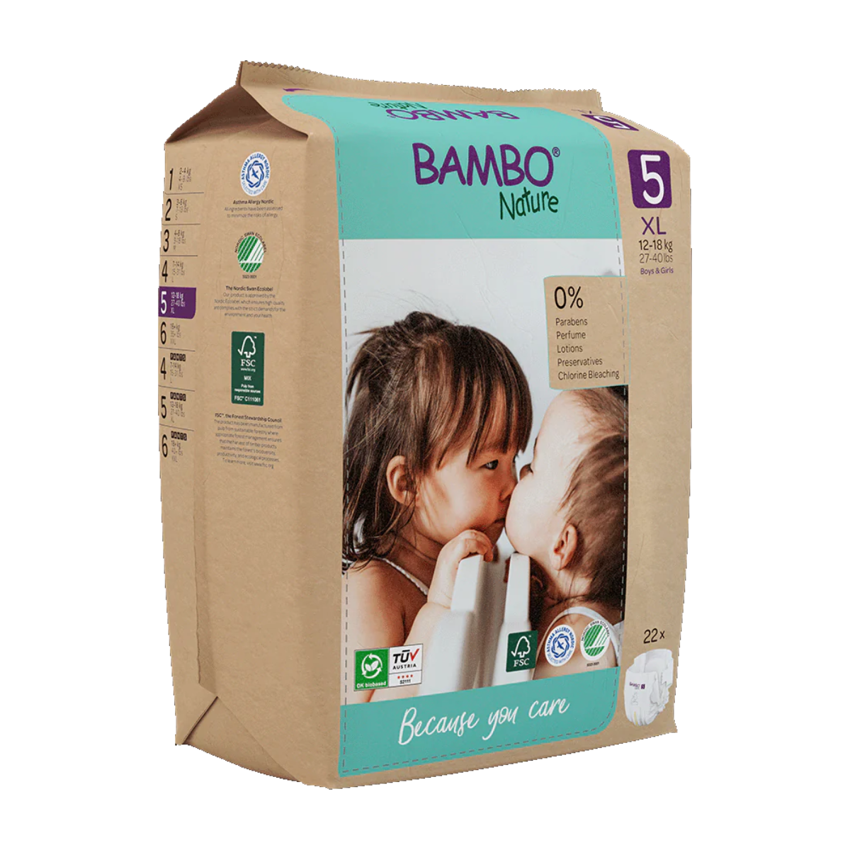 Pack 6 x Bambo Nature couches T5 (12-18 kg) 22 unités
