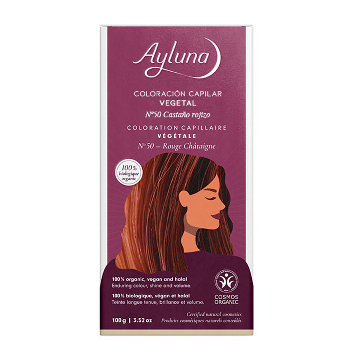 Colorant végétal 50 châtain roux Ayluna, AYLUNA, 100 g