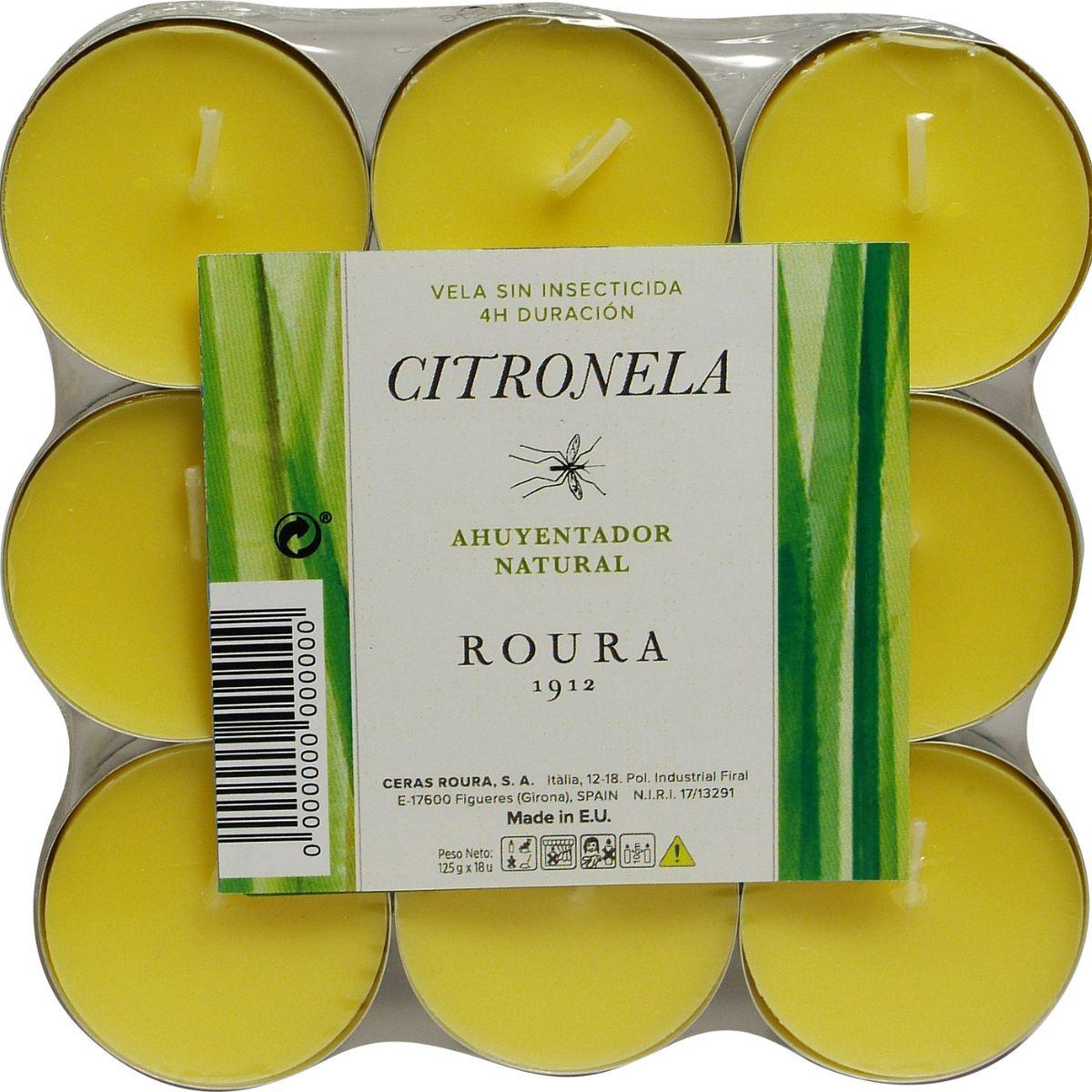 Confezione da 18 candele scaldapiatti alla citronella antizanzare Roura