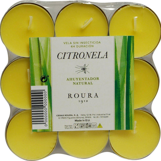 Confezione da 18 candele scaldapiatti alla citronella antizanzare Roura