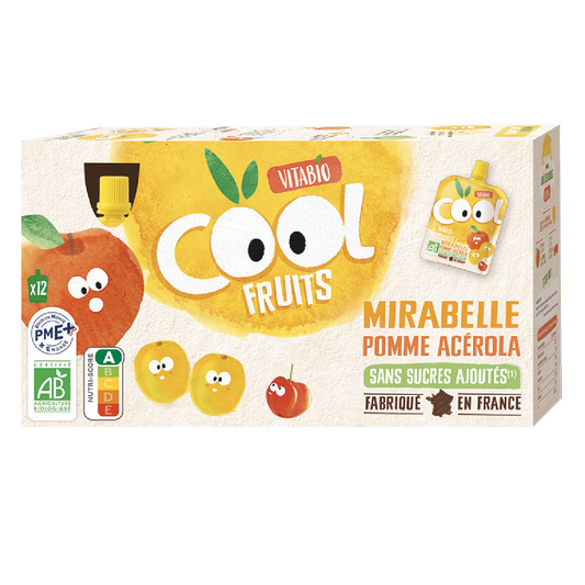 Pakket van 12 stuks Cool Fruits Appel Perzik Abrikoos 90 g VITABIO