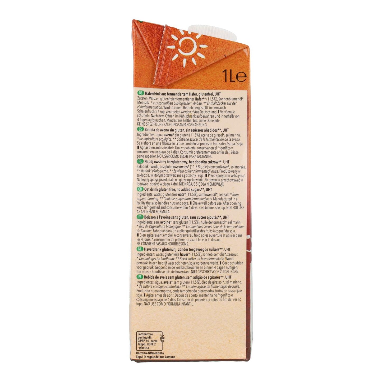 Boisson à l'avoine sans gluten BIO Natumi 1 L