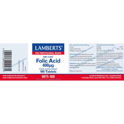 Folsäure 100 Tabletten à 400 μg, Lamberts