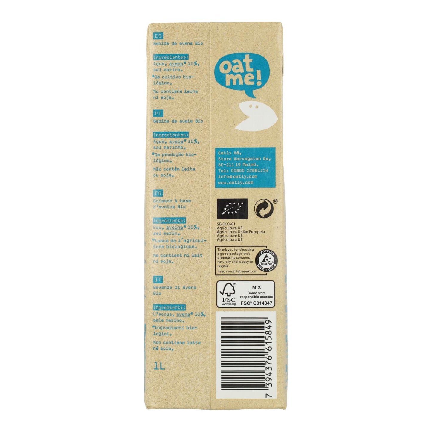 Confezione da 6 bevande all'avena originali BIO Oatly 1L