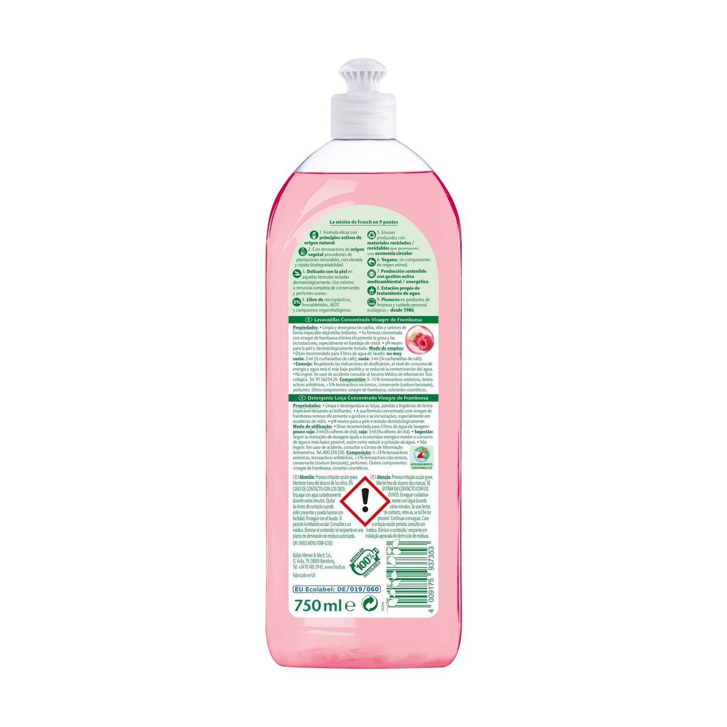 Detergente per piatti al lampone Frosch 750 ml