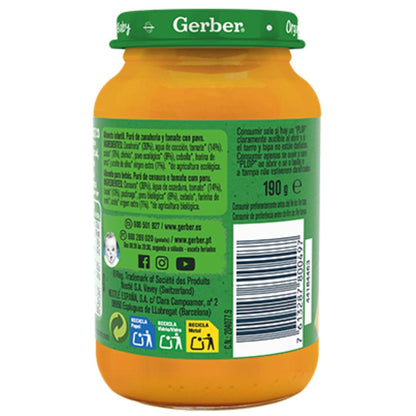 Organic baby food jar with carrot, tomato and turkey, Gerber 190 g