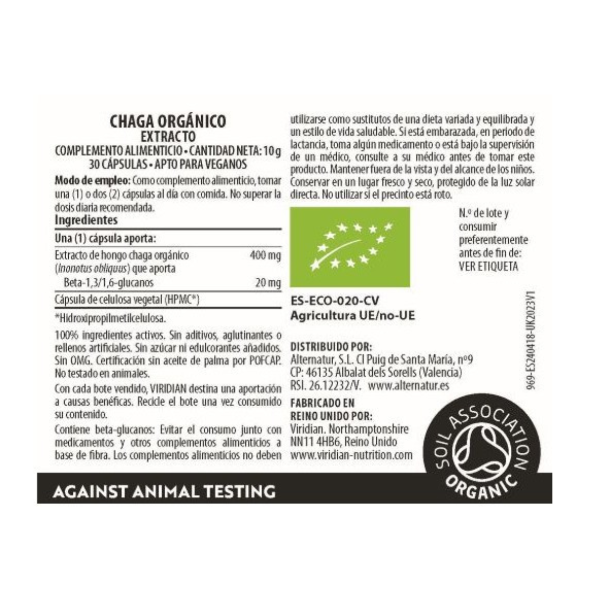 Ekstrakt z chagi organicznej Viridian 30 kapsułek