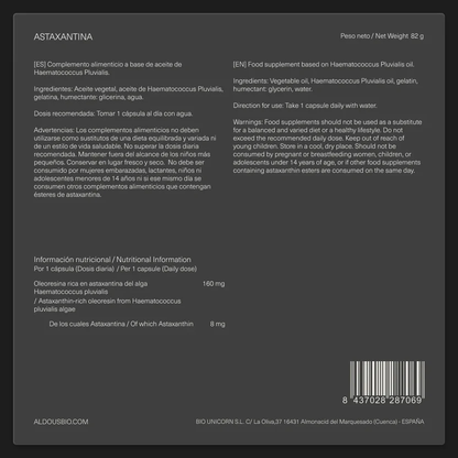 Ren naturlig astaxantin 8 mg, 160 mg Astaxantinarik olja Aldous Bio 120 kapslar