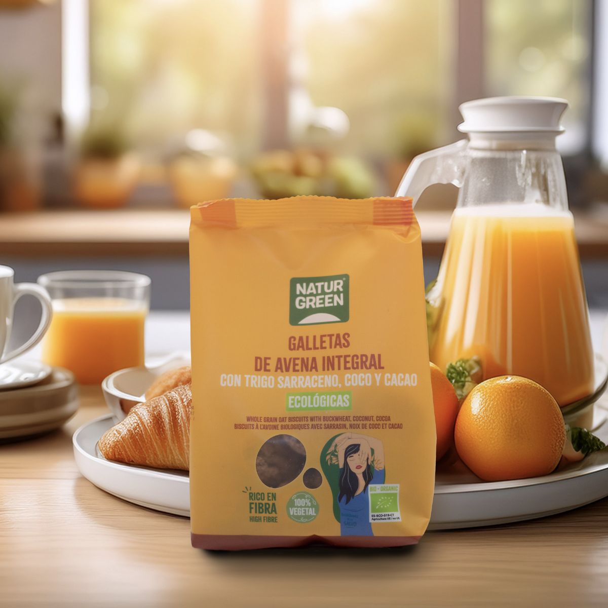 Volkoren havermoutkoekje met boekweit, kokos en cacao Bio NaturGreen 140 g