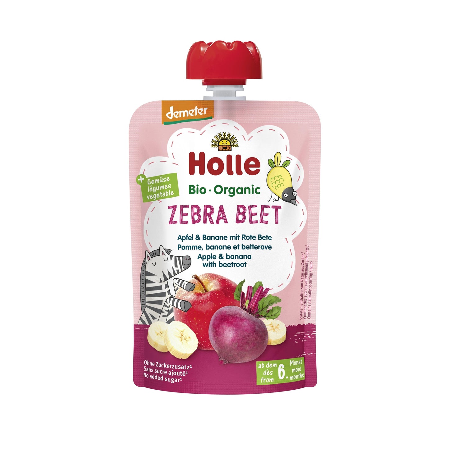 ZEBRA BEET - Mela, banana, barbabietola (dal 6° mese) Eco/Dem Holle 100 g