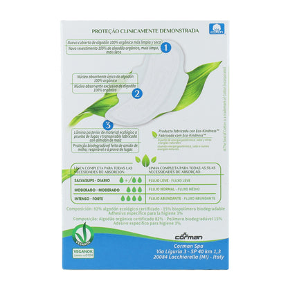 Serviettes hygiéniques avec ailettes en sachet individuel Organyc 10 unités