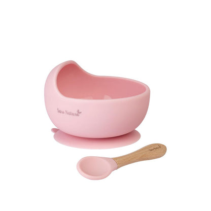 Wave Feeding Set with Suction Cup Saro Baby Pink