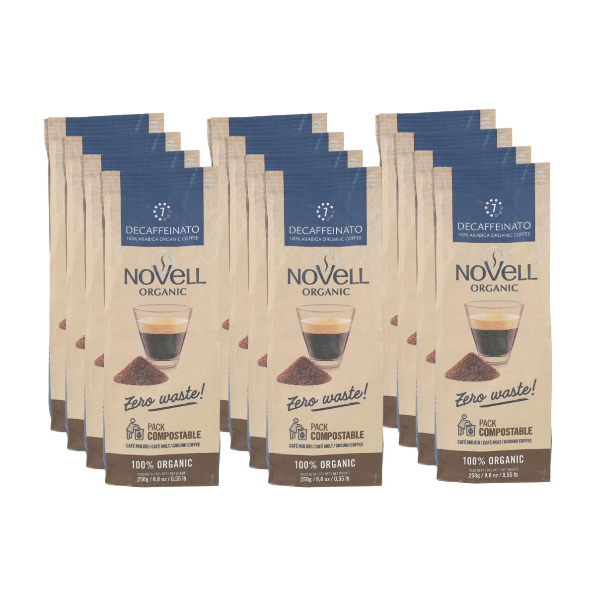 Pack 12x Café moulu ECO décaféiné 250 g