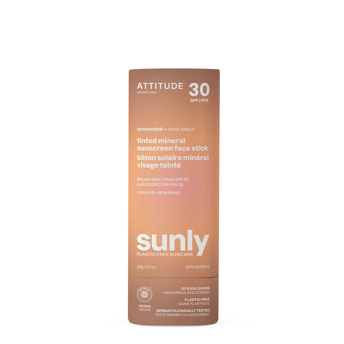 Getönter Gesichtsstick Sunly SPF 30 ohne Parfüm Attitude 20 g