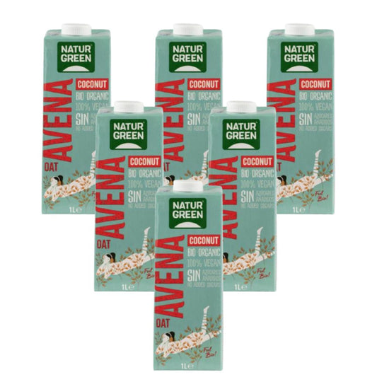 6-pack NaturGreen ekologisk havre- och kokosdryck 1 l