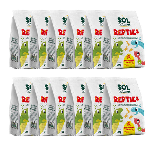 Förpackning med 12 st. ekologiska havre- och fruktkakor för barn Sol Natural 90 g