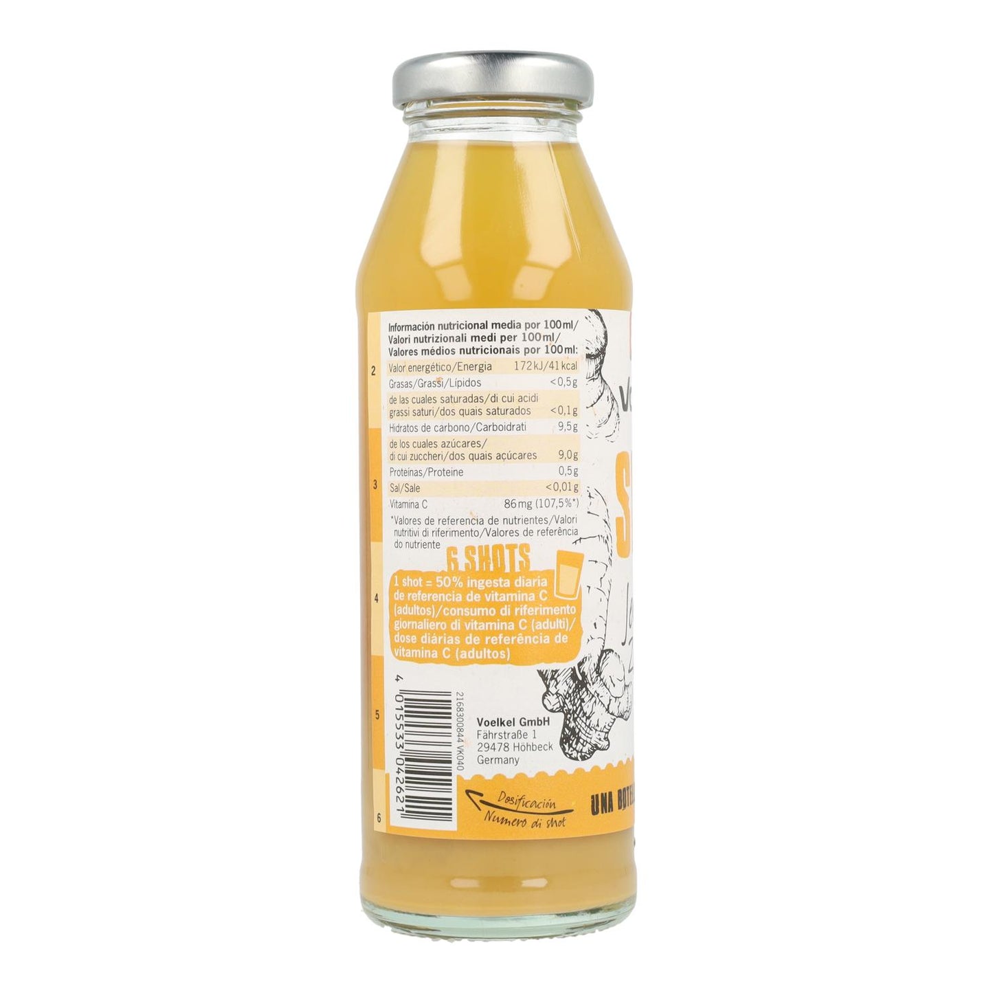 SHOT z imbirem (jabłko, acerola, cytryna) Nowość Voelkel 280 ml