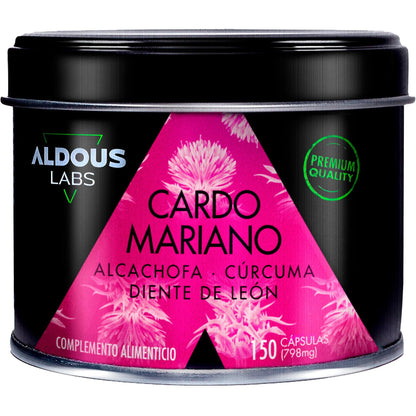 Cardo mariano con carciofo, curcuma, tarassaco e desmodium 150 capsule. Aldous Labs