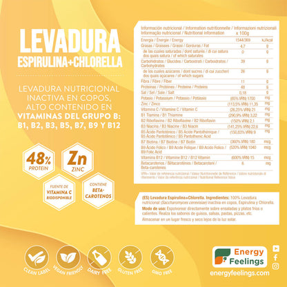Lievito Nutrizionale con clorella e spirulina XL Energy Feelings 250 g