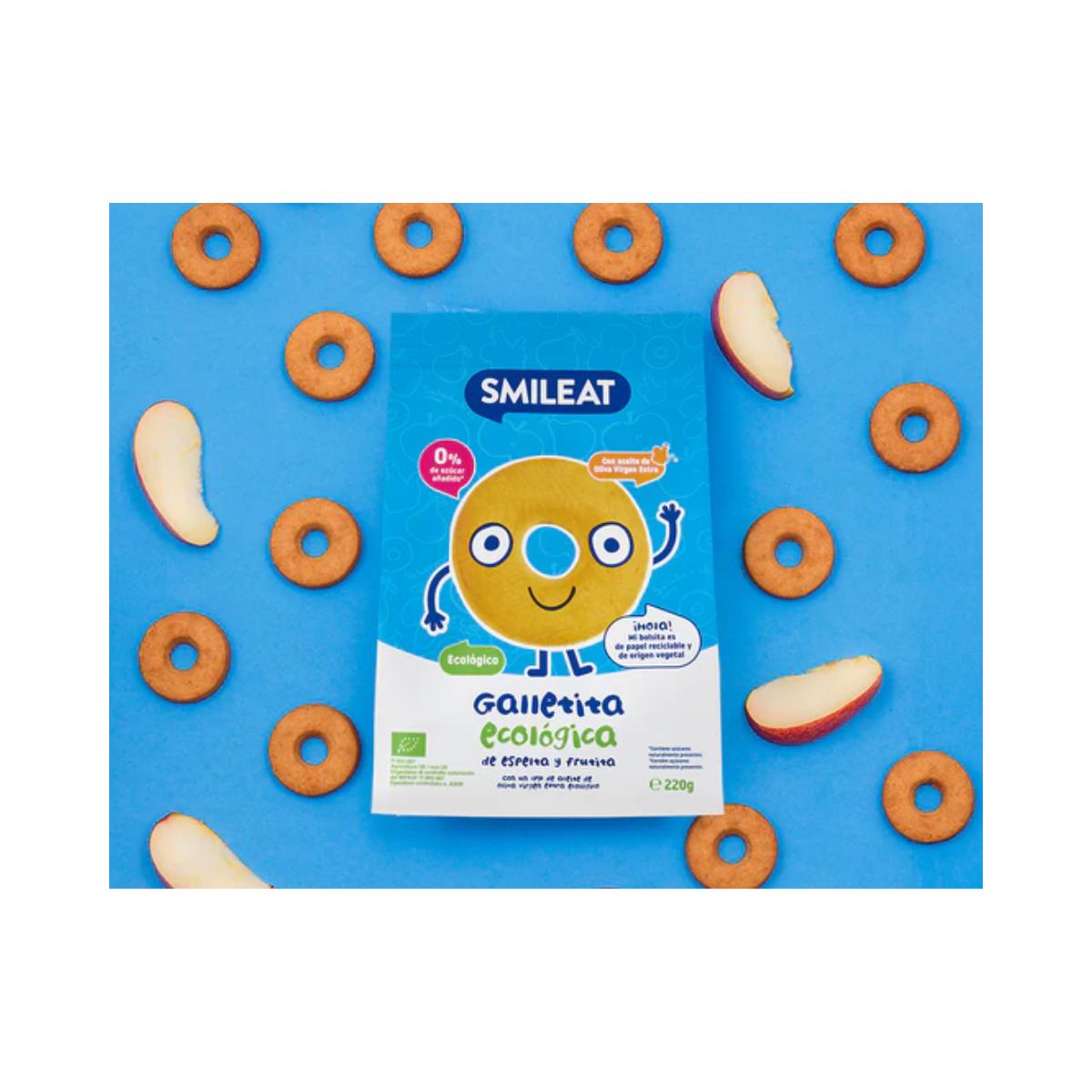 Lot de 12 paquets de biscuits bio pour enfants à la pomme et à l'épeautre Smileat, 220 g