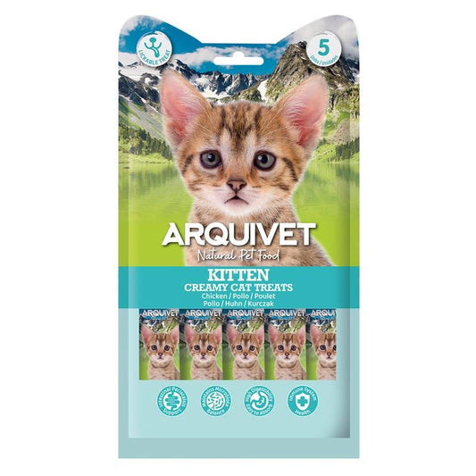 Creamy Cat Treats Snack cremoso Kitten pollo Arquivet 5x14 g