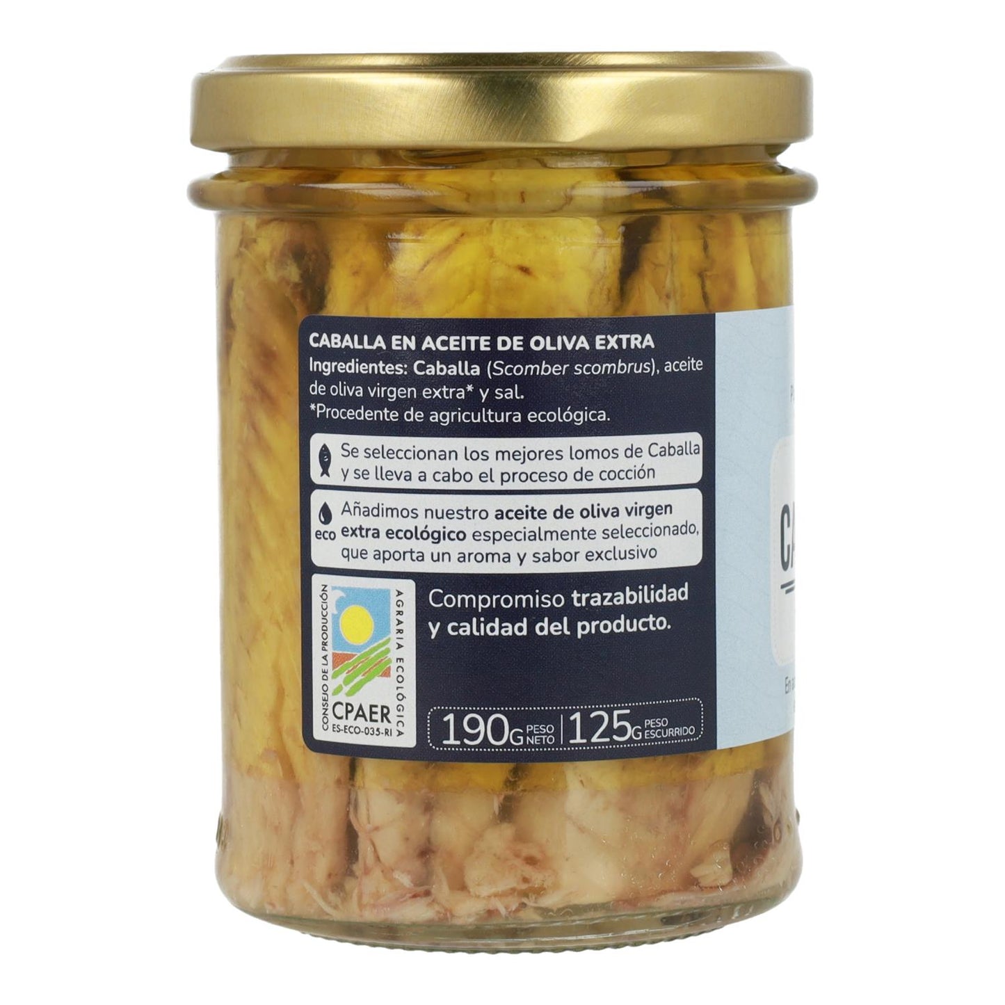Förpackning 6x Makrill i olivolja ECO Planeta Huerto 190 gr