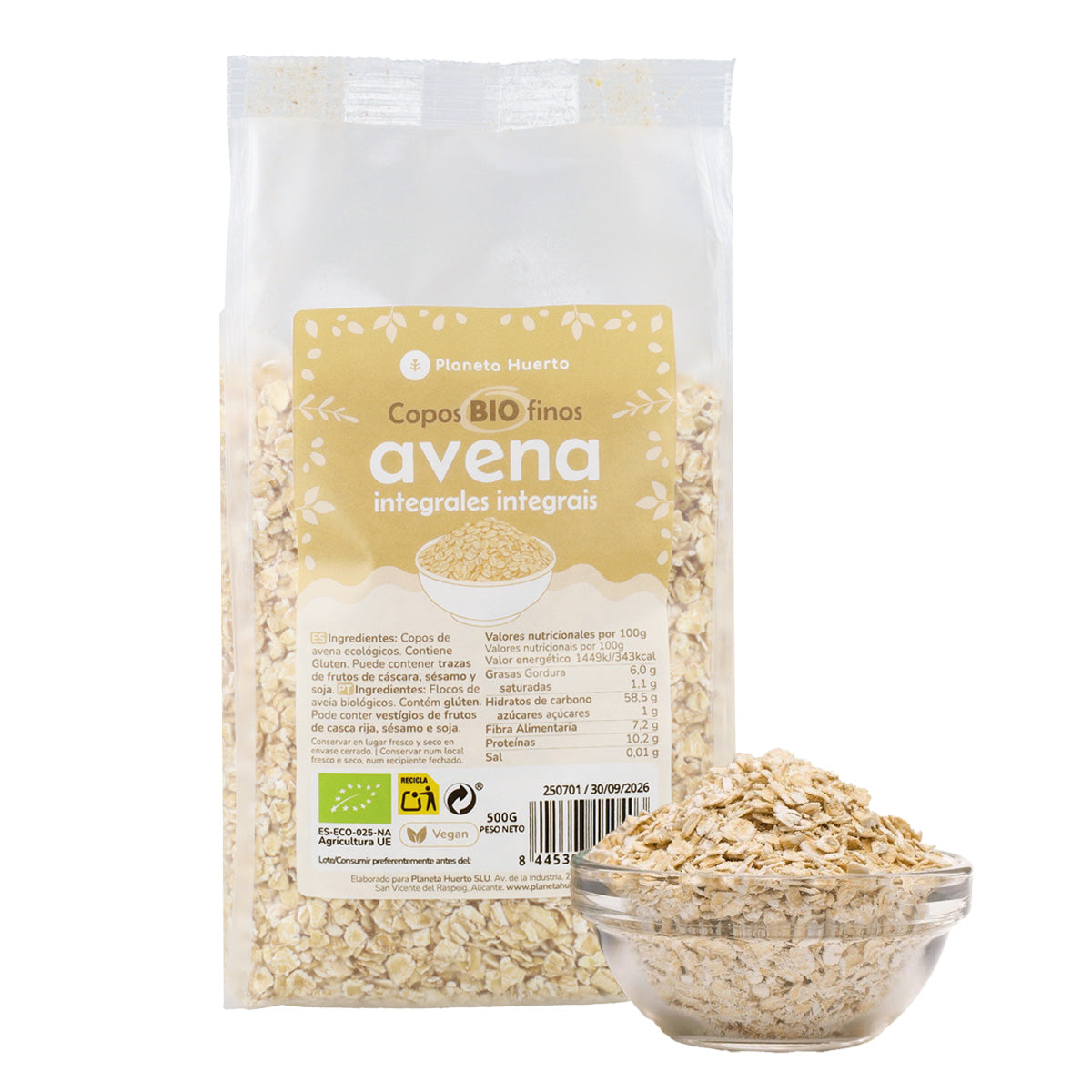 Flocons d'avoine complets ECO Planeta Huerto