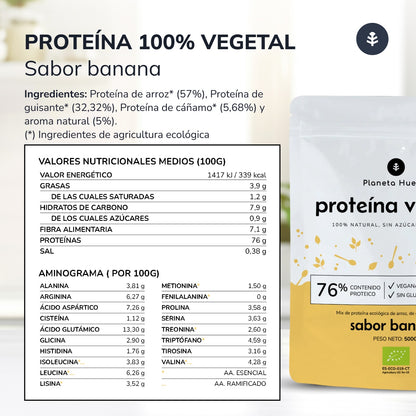 Pflanzliches Eiweiß ECO 76% Banane Planeta Huerto 500 g