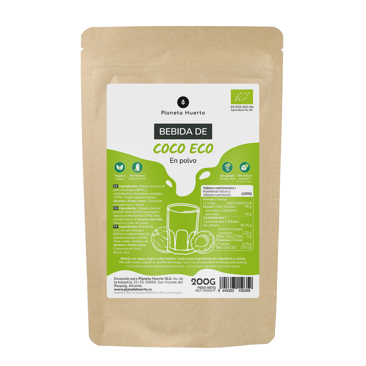 Bevanda al cocco in polvere ECO Planeta Huerto 200 g