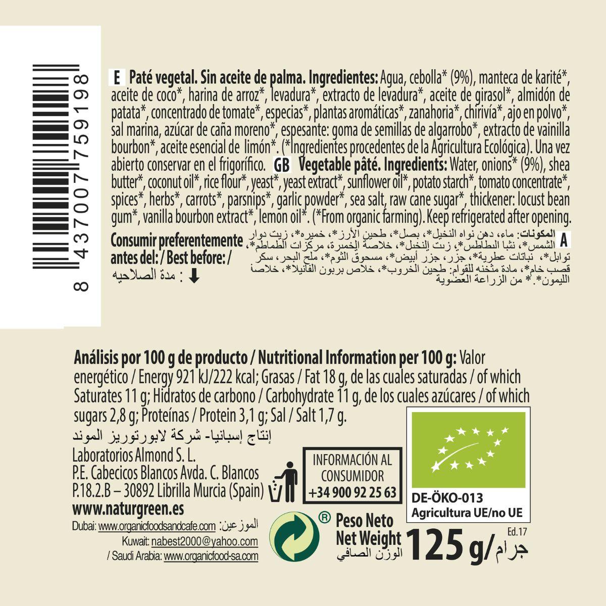 Pâté Nature Naturgreen 125 g