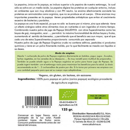 Papaya in polvere, Salud Viva 125 g