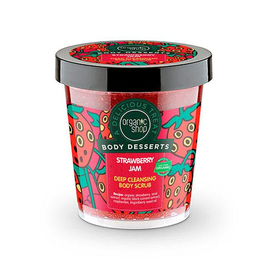 Gommage corporel nettoyant en profondeur à la confiture de fraise Organic Shop 450 ml