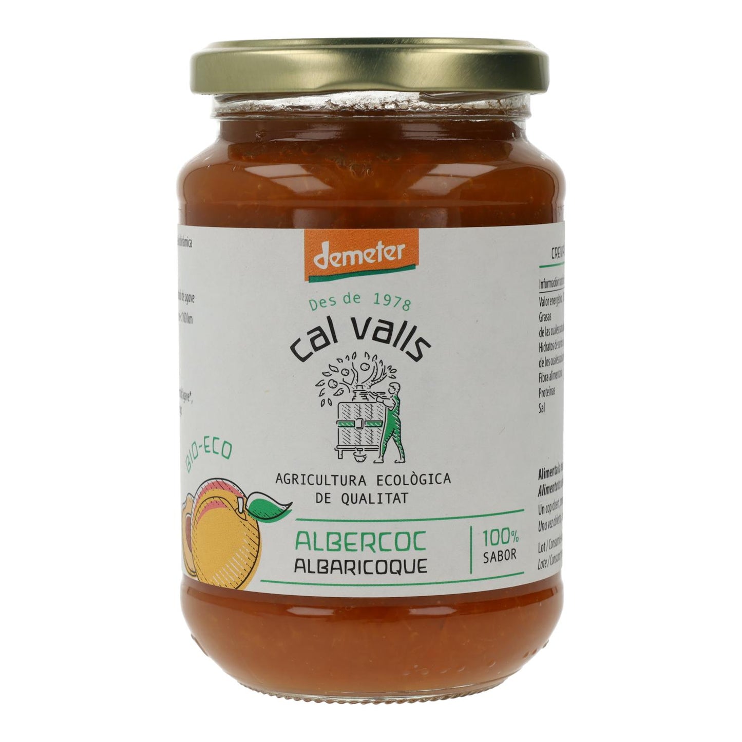 Eco/Demeter Cal Valls Apricot Jam 375 g