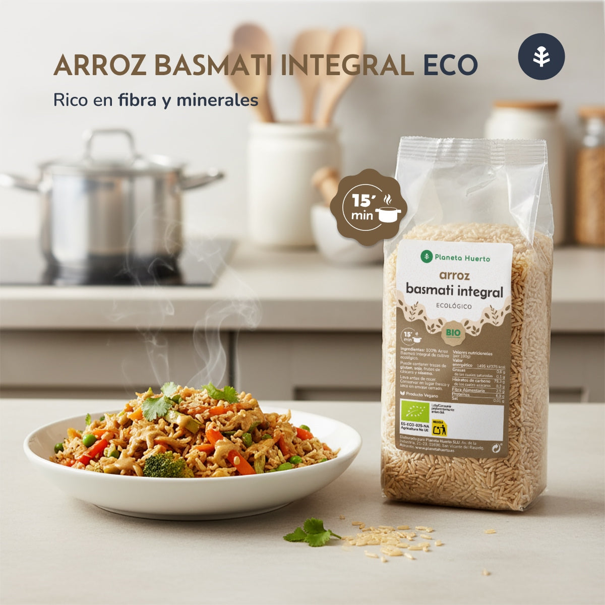 Pack 2 x 500 g ECO Planet Garden Brown Basmati Rice ECO 500 g
