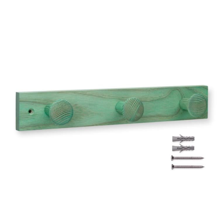 Wieszak z jesionu z 3 gałkami o fakturze Lila