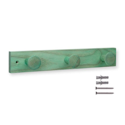 Wieszak z jesionu z 3 gałkami o fakturze Lila