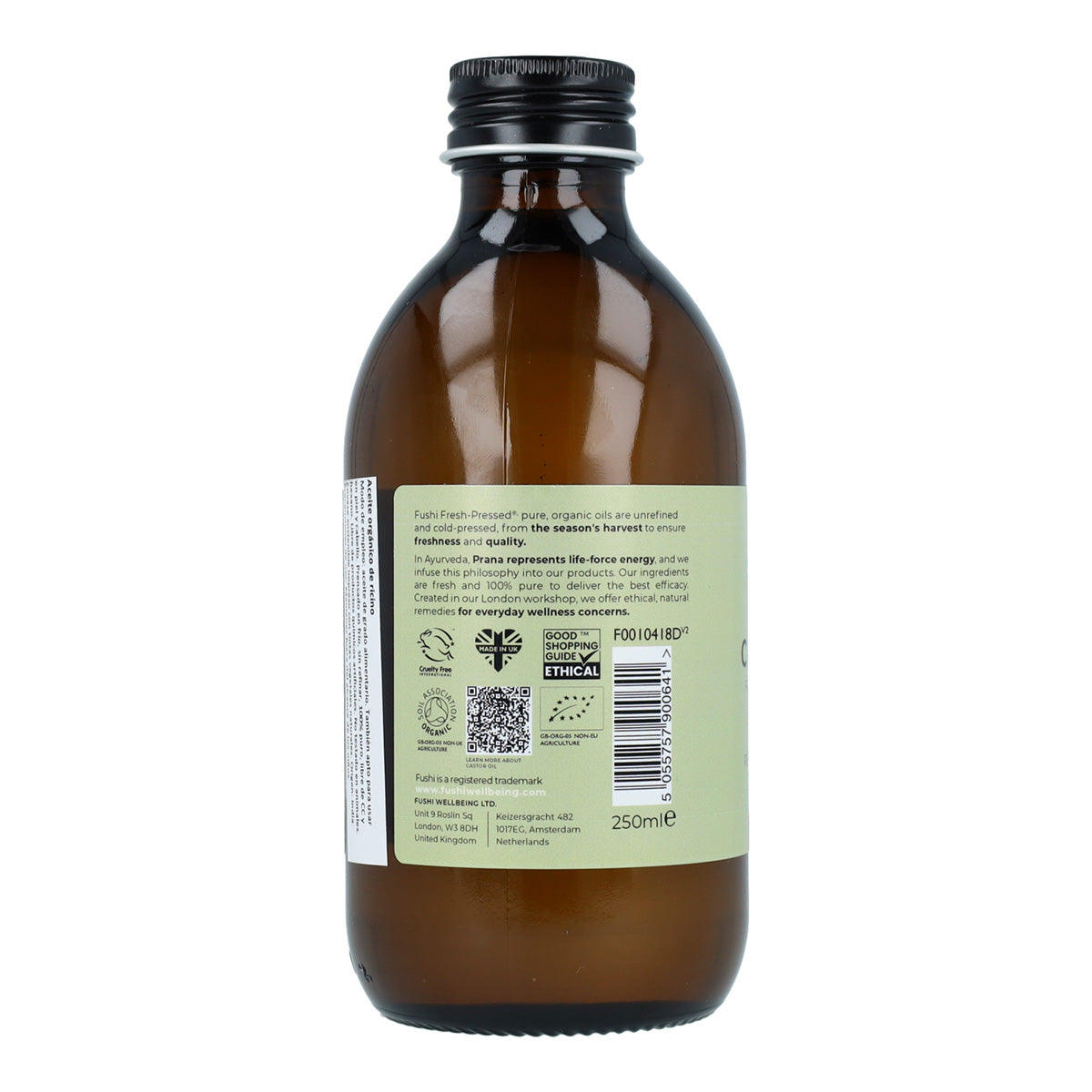 Bio-Rizinusöl für das Haar, kaltgepresst, Fushi 250 ml