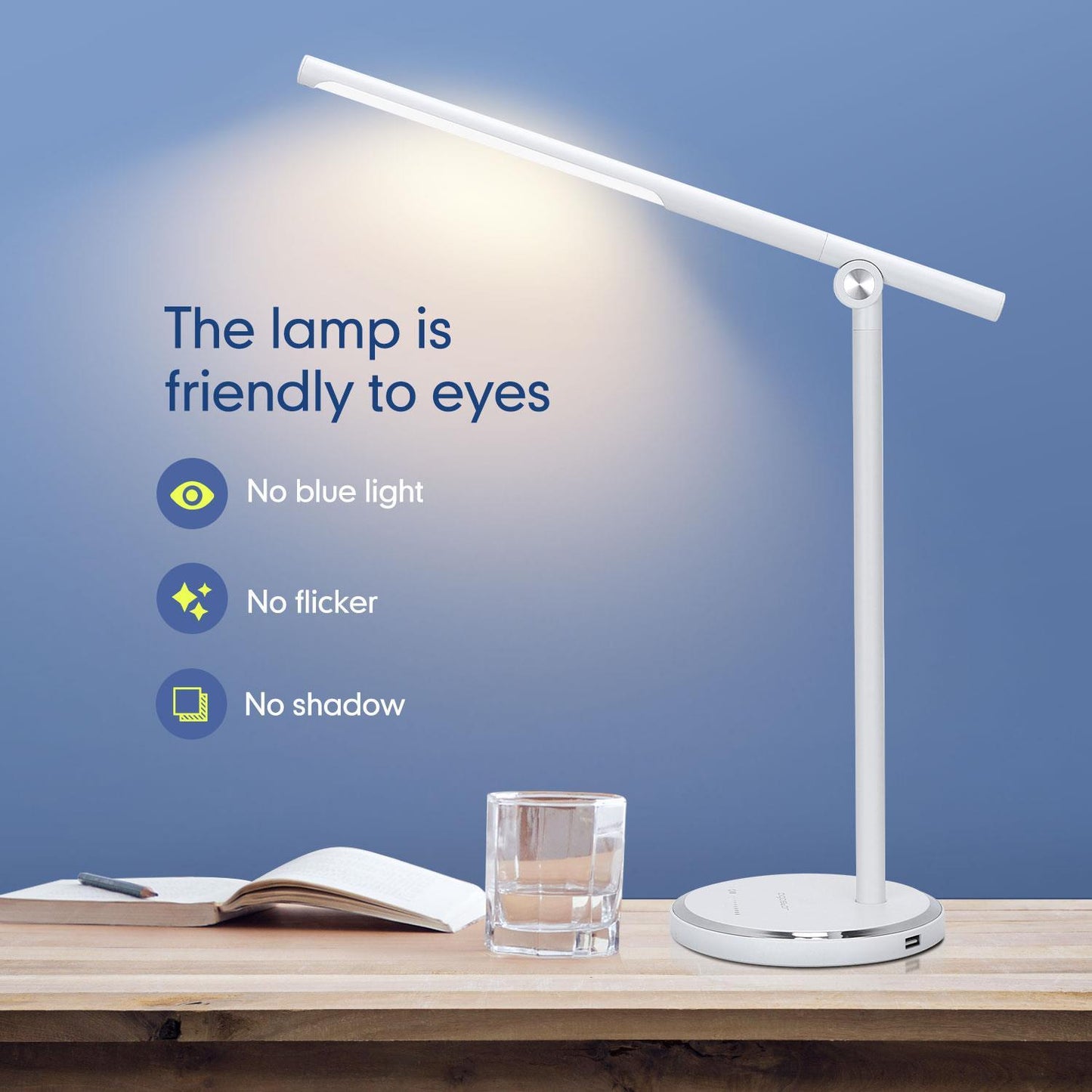 LED-flexibele lamp 8W wit 8W touch&stepless dimming met USB-oplader