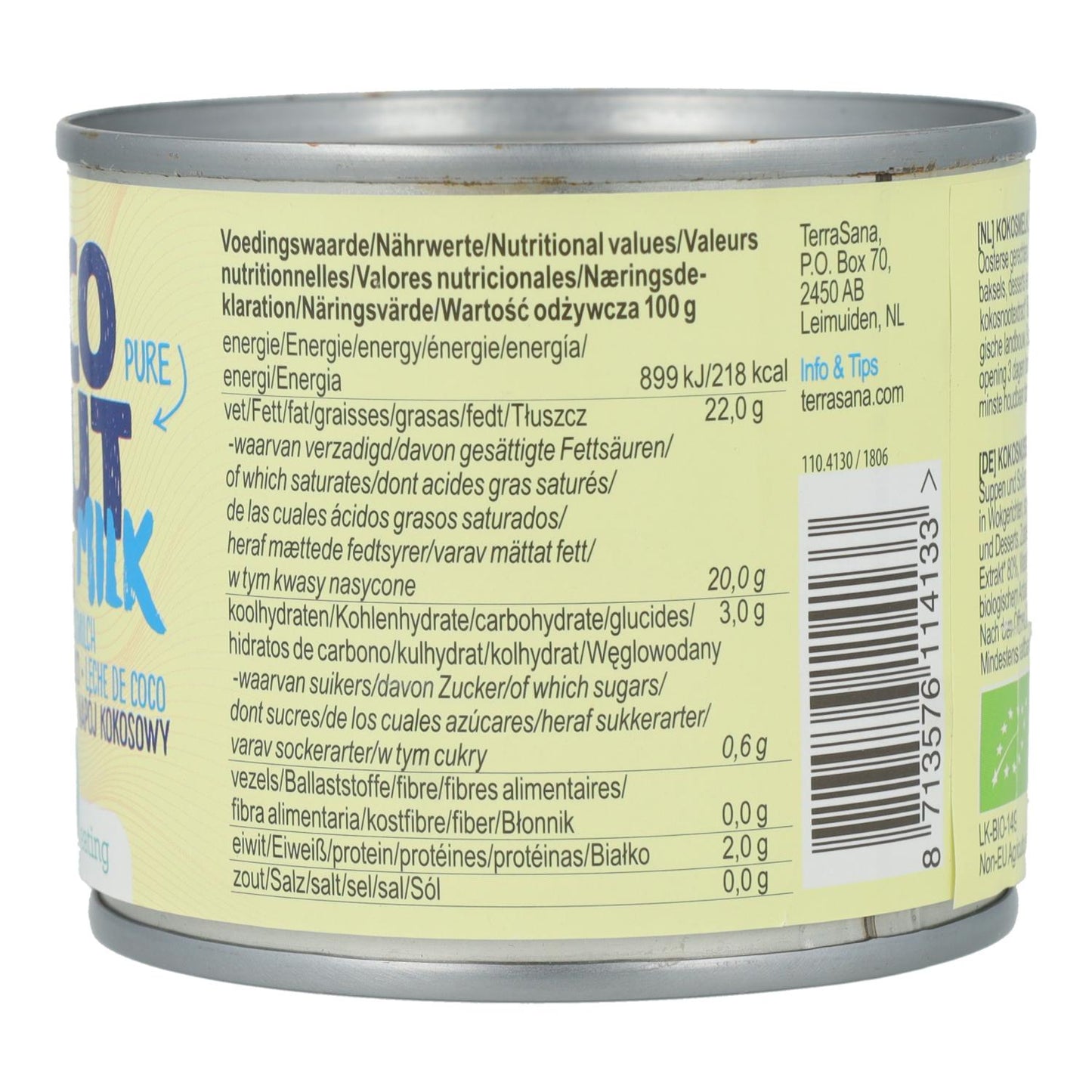 Lait de coco 80 % BIO Terrasana 200 ml